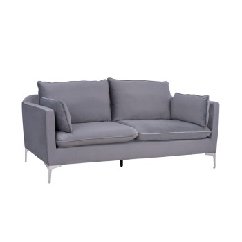 ΚΑΝΑΠΕΣ KAREN 3ΘΕΣΙΟΣ ΓΚΡΙ ΒΕΛΟΥΔΟ & ΜΕΤΑΛΛΙΚΑ ΠΟΔΙΑ ΧΡΩΜΙΟΥ HM3136.31 208x81x95 εκ.