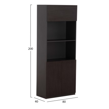 ΒΙΒΛΙΟΘΗΚΗ ΓΡΑΦΕΙΟΥ ΕΠΑΓΓΕΛΜΑΤΙΚΗ ROSEWOOD HM2089 ΜΕΛΑΜΙΝΗ ΓΚΡΙ-WENGE 80Χ40Χ200Υεκ.