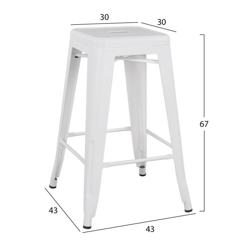ΣΚΑΜΠΟ ΜΕΣΑΙΟΥ ΥΨΟΥΣ ΜΕΤΑΛΛΙΚΟ HM8573.21 MELITA ΣΕ ΛΕΥΚΟ ΜΑΤ 43x43x67Yεκ.