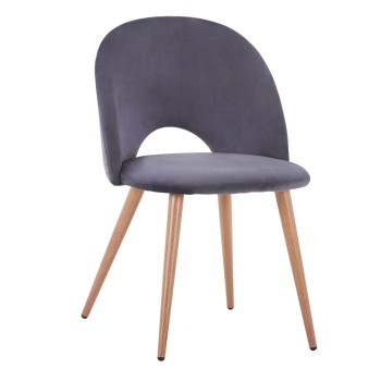 ΚΑΡΕΚΛΑ SADIE ΒΕΛΟΥΔΟ ΓΚΡΙ ΚΑΙ ΜΕΤΑΛΛΙΚΑ ΠΟΔΙΑ HM8544.01 52x49,5x77Υ εκ.