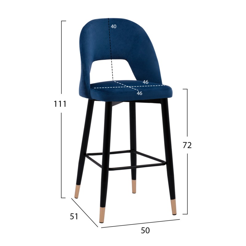 ΣΚΑΜΠΟ ΜΠΑΡ HARPER HM8526.08 ΒΕΛΟΥΔΟ ΜΠΛΕ ΜΕ ΜΕΤΑΛΛΙΚΟ ΣΚΕΛΕΤΟ 50x51x111Υ εκ.
