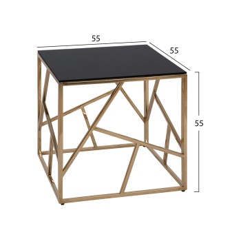 ΒΟΗΘΗΤΙΚΟ ΤΡΑΠΕΖΑΚΙ JANA ΜΕ ΜΑΥΡΟ ΓΥΑΛΙ ΚΑΙ ΕΠΙΧΡΥΣΗ ΒΑΣΗ 55X55Χ55Y EK.HM8619.01