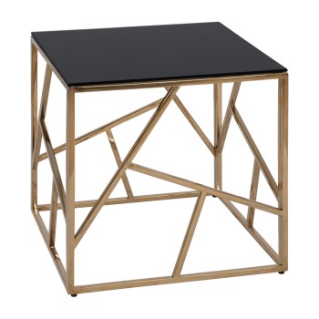 ΒΟΗΘΗΤΙΚΟ ΤΡΑΠΕΖΑΚΙ JANA ΜΕ ΜΑΥΡΟ ΓΥΑΛΙ ΚΑΙ ΕΠΙΧΡΥΣΗ ΒΑΣΗ 55X55Χ55Y EK.HM8619.01