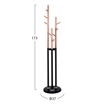 ΚΑΛΟΓΕΡΟΣ 3ΠΛΟΣ WYATT HM8610.02 ΞΥΛΟ ΟΞΙΑΣ-ΜΑΥΡΟ ΜΕΤΑΛΛΟ-ΒΑΣΗ ΜΑΡΜΑΡΟ Φ37X173Υεκ.