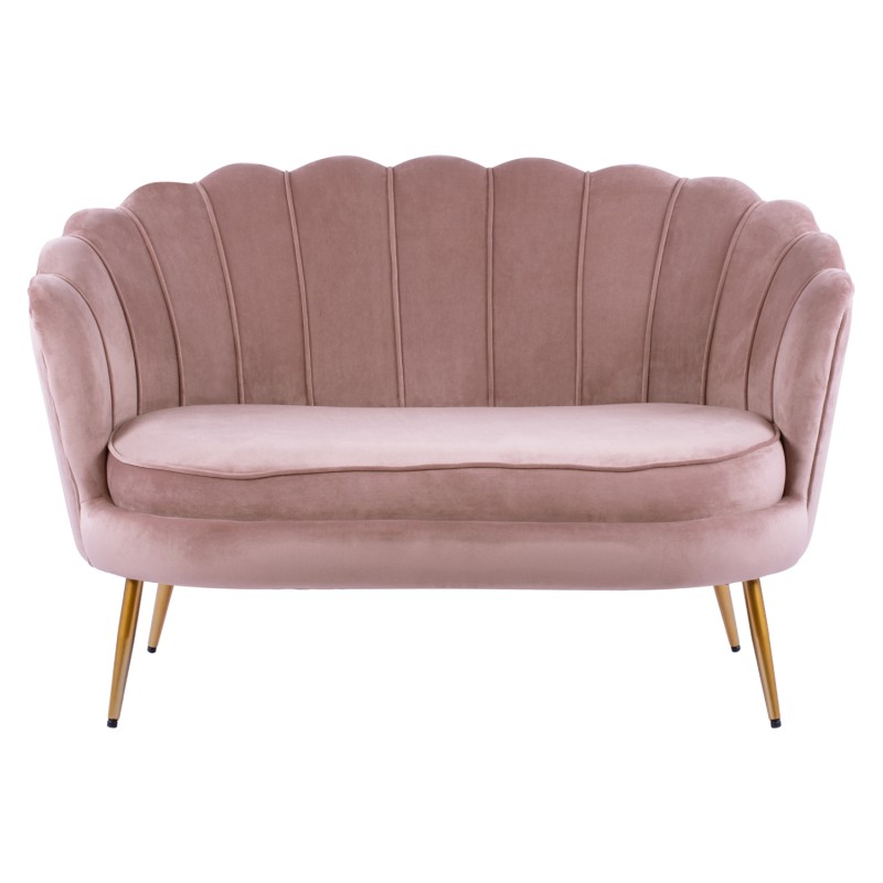 ΚΑΝΑΠΕΣ 2ΘΕΣΙΟΣ COQUILLE HM8627.02 ΑΠΟ ΒΕΛΟΥΔΟ ΣΑΠΙΟ ΜΗΛΟ & ΧΡΥΣΑ ΠΟΔΙΑ 130x81x86εκ.