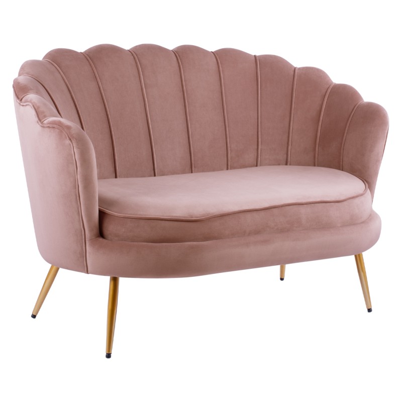 ΚΑΝΑΠΕΣ 2ΘΕΣΙΟΣ COQUILLE HM8627.02 ΑΠΟ ΒΕΛΟΥΔΟ ΣΑΠΙΟ ΜΗΛΟ & ΧΡΥΣΑ ΠΟΔΙΑ 130x81x86εκ.