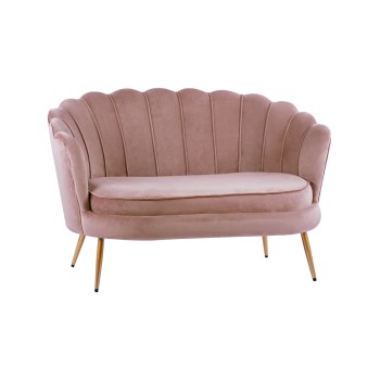 ΚΑΝΑΠΕΣ 2ΘΕΣΙΟΣ COQUILLE HM8627.02 ΑΠΟ ΒΕΛΟΥΔΟ ΣΑΠΙΟ ΜΗΛΟ & ΧΡΥΣΑ ΠΟΔΙΑ 130x81x86εκ.