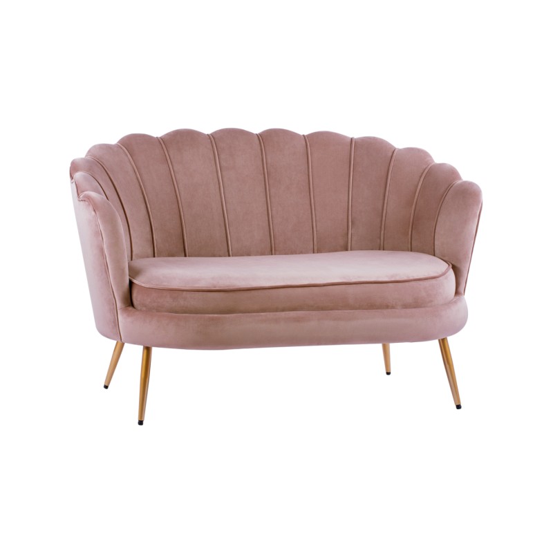 ΚΑΝΑΠΕΣ 2ΘΕΣΙΟΣ COQUILLE HM8627.02 ΑΠΟ ΒΕΛΟΥΔΟ ΣΑΠΙΟ ΜΗΛΟ & ΧΡΥΣΑ ΠΟΔΙΑ 130x81x86εκ.