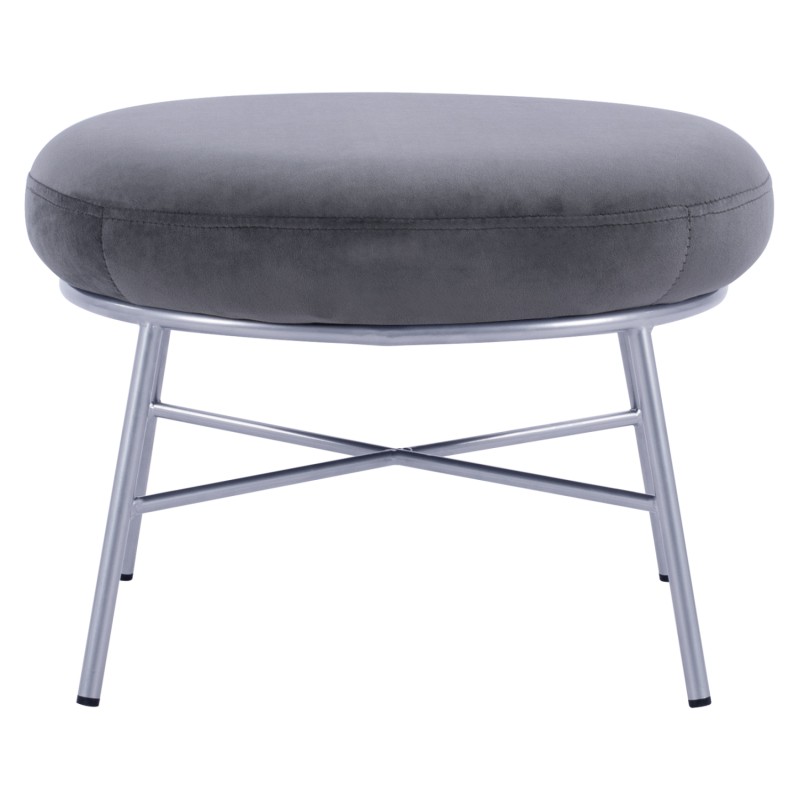 ΣΚΑΜΠΟ ΥΠΟΠΟΔΙΟ TRUDI HM8640.01 ΑΠΟ ΓΚΡΙ ΒΕΛΟΥΔΟ ΜΕ ΑΣΗΜΙ ΒΑΣΗ 55x46x38Υ εκ.