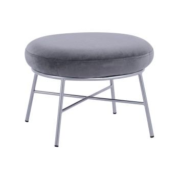 ΣΚΑΜΠΟ ΥΠΟΠΟΔΙΟ TRUDI HM8640.01 ΑΠΟ ΓΚΡΙ ΒΕΛΟΥΔΟ ΜΕ ΑΣΗΜΙ ΒΑΣΗ 55x46x38Υ εκ.