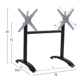 ΒΑΣΗ ΑΛΟΥΜΙΝΙΟΥ ΔΙΣΤΗΛΗ HM468.01 ΜΑΥΡΟ ΜΑΤ 78X59,5X73Υ εκ.