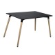 ΤΡΑΠΕΖΙ HM8697.02 MINIMAL, μαύρο MDF, ξύλινα πόδια οξιά, 160Χ90X74Υεκ.