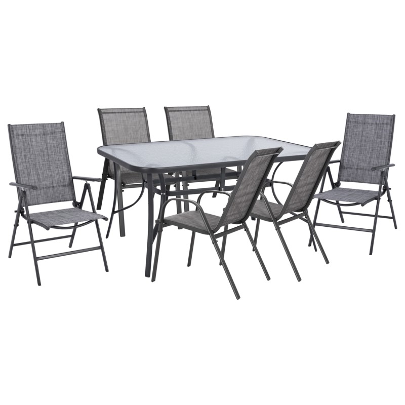 ΣΕΤ ΤΡΑΠΕΖΑΡΙΑΣ 7ΤΜΧ HM10557.01 ΣΕ ΧΡΩΜΑ ΓΚΡΙ-ΜΕΤΑΛΛΟ ΚΑΙ TEXTILENE