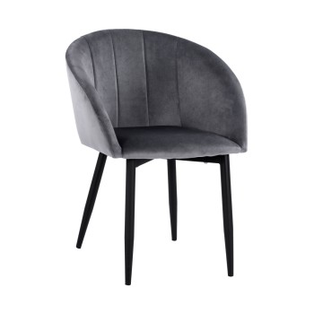 ΠΟΛΥΘΡΟΝΑΚΙ BESSIE HM8699.01 ΒΕΛΟΥΔΟ ΓΚΡΙ ΜΕ ΜΕΤΑΛΛΙΚΟ ΣΚΕΛΕΤΟ 60x62x80Y εκ.