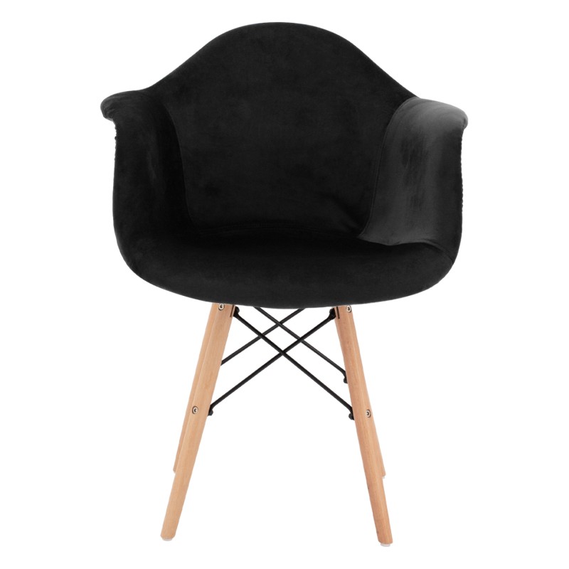 ΠΟΛΥΘΡΟΝΑ MIRTO HM8720.04 ΜΕ ΞΥΛΙΝΑ ΠΟΔΙΑ & ΒΕΛΟΥΔΟ ΜΑΥΡΟ 62x62x80Υ εκ.