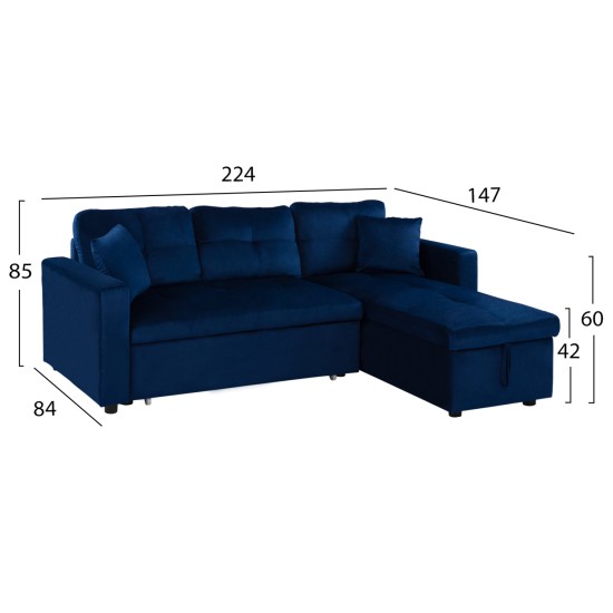 ΚΑΝΑΠΕΣ ΓΩΝΙΑ ΚΡΕΒΑΤΙ WAYNE 224x147x85Υεκ. HM3028.18 ΒΕΛΟΥΔΟ ΜΠΛΕ ΚΑΝΑΠΕΣ ΓΩΝΙΑ ΚΡΕΒΑΤΙ WAYNE 224x147x85Υεκ. HM3028.18 ΒΕΛΟΥΔΟ ΜΠΛΕ