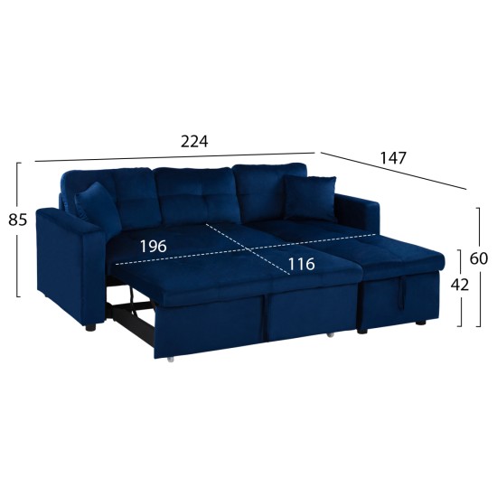 ΚΑΝΑΠΕΣ ΓΩΝΙΑ ΚΡΕΒΑΤΙ WAYNE 224x147x85Υεκ. HM3028.18 ΒΕΛΟΥΔΟ ΜΠΛΕ ΚΑΝΑΠΕΣ ΓΩΝΙΑ ΚΡΕΒΑΤΙ WAYNE 224x147x85Υεκ. HM3028.18 ΒΕΛΟΥΔΟ ΜΠΛΕ