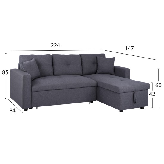ΚΑΝΑΠΕΣ ΓΩΝΙΑ ΚΡΕΒΑΤΙ WAYNE 224x147x85Υεκ. HM3028.11 ΓΚΡΙ ΥΦΑΣΜΑ ΚΑΝΑΠΕΣ ΓΩΝΙΑ ΚΡΕΒΑΤΙ WAYNE 224x147x85Υεκ. HM3028.11 ΓΚΡΙ ΥΦΑΣΜΑ