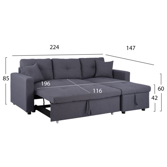 ΚΑΝΑΠΕΣ ΓΩΝΙΑ ΚΡΕΒΑΤΙ WAYNE 224x147x85Υεκ. HM3028.11 ΓΚΡΙ ΥΦΑΣΜΑ ΚΑΝΑΠΕΣ ΓΩΝΙΑ ΚΡΕΒΑΤΙ WAYNE 224x147x85Υεκ. HM3028.11 ΓΚΡΙ ΥΦΑΣΜΑ