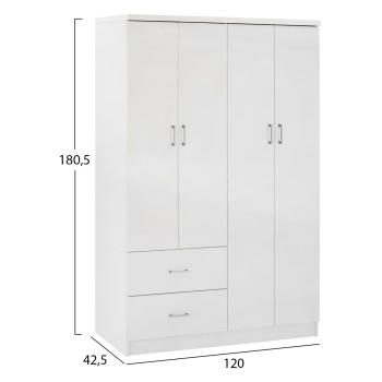 ΝΤΟΥΛΑΠΑ 4ΦΥΛΛΗ ME 2 ΣΥΡΤΑΡΙΑ BLAKELY HM339.05 ΛΕΥΚΗ 120Χ42,5Χ180,5 εκ.