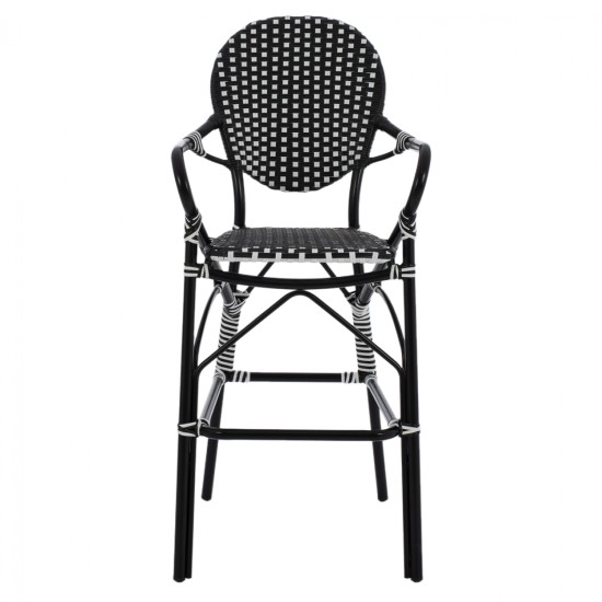 ΣΚΑΜΠΟ ΑΛΟΥΜΙΝΙΟΥ BAMBOO LOOK ΜΕ WICKER ΜΑΥΡΟ ΛΕΥΚΟ HM5794.02 56x60x126 εκ.