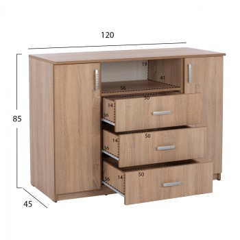 ΜΠΟΥΦΕΣ ΜΕ 2 ΝΤΟΥΛΑΠΙΑ Κ 3 ΣΥΡΤΑΡΙΑ ADLER SONAMA OAK HM2430 120X45X85Yεκ.