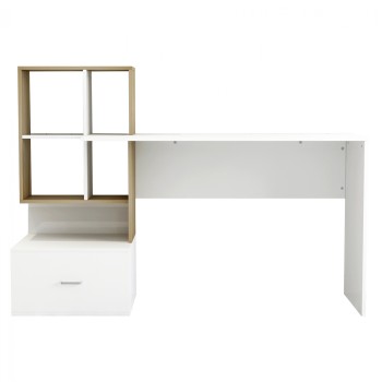 ΓΡΑΦΕΙΟ ΜΕΛΑΜΙΝΗΣ ΜΕ ΒΙΒΛΙΟΘΗΚΗ SYNDYA HM8993.02 ΛΕΥΚΟ SONAMA 149x48x105Y εκ.