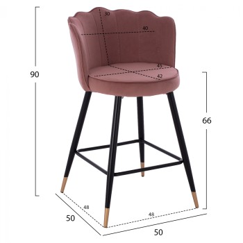 ΣΚΑΜΠΟ ΜΕΣΑΙΟΥ ΥΨΟΥΣ HM8736.02 VESNA ΒΕΛΟΥΔΟ ΣΑΠΙΟ ΜΗΛΟ ΜΕΤΑΛΛΙΚΟ ΣΚΕΛΕΤΟ 50x50x90 εκ.