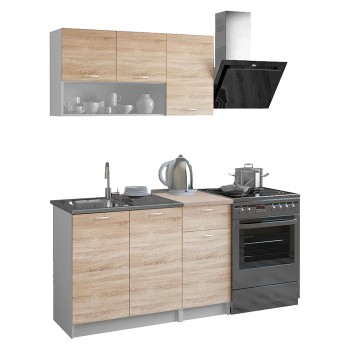 ΣΥΝΘΕΣΗ ΚΟΥΖΙΝΑΣ JADIEL ΜΕΛΑΜΙΝΗ ΜΕ ΠΑΓΚΟ SONAMA-ΛΕΥΚΟ HM2440 120x46-29,2 εκ.