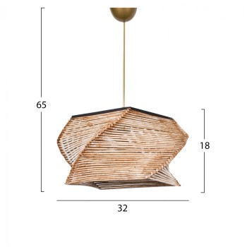 ΦΩΤΙΣΤΙΚΟ ΟΡΟΦΗΣ ΕΣΩΤΕΡΙΚΟΥ ΧΩΡΟΥ ΚΡΕΜΑΣΤΟ ΑΠΟ ΞΥΛΟ ΚΑΙ BAMBOO ΦΥΣΙΚΟ HM7357 36x36x65Υ εκ.