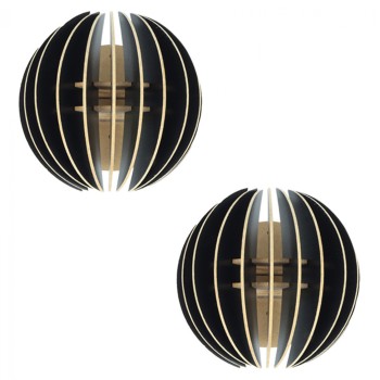 ΣΕΤ ΑΠΛΙΚΕΣ ΤΟΙΧΟΥ 2ΤΜΧ ΞΥΛΙΝΕΣ ΑΠΟ MDF ΜΑΥΡΟ HM7381.03 19,5x16,5x19,5Υ εκ.