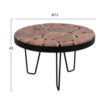 ΤΡΑΠΕΖΙ ΣΑΛΟΝΙΟΥ TIMOTHY ΑΠΟ ΜΑΣΙΦ ΞΥΛΟ ΑΚΑΚΙΑΣ Φ73x45Υεκ.HM8366.11