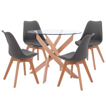 ΣΕΤ ΤΡΑΠΕΖΑΡΙΑΣ 5ΤΜΧ ΤΡΑΠΕΖΙ Φ90X74 & 4 ΚΑΡΕΚΛΕΣ VEGAS ΓΚΡΙ HM11693.10