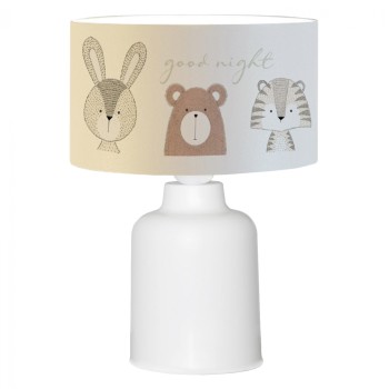 ΠΑΙΔΙΚΟ ΦΩΤΙΣΤΙΚΟ ΕΠΙΤΡΑΠΕΖΙΟ ΥΦΑΣΜΑΤΙΝΟ BALOO HM7577.02 ΛΕΥΚΟ ΣΧΕΔΙΟ CUTE ANIMALS Φ24x32Y