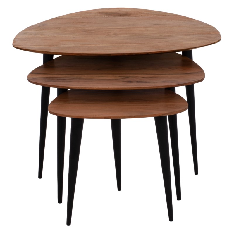 ΣΕΤ ΖΙΓΚΟΝ EMILIANO HM9256 ΑΠΟ ΜΑΣΙΦ ΞΥΛΟ ΑΚΑΚΙΑΣ ΜΕ ΜΑΥΡΑ ΠΟΔΙΑ 69,5x67x46Υ εκ.