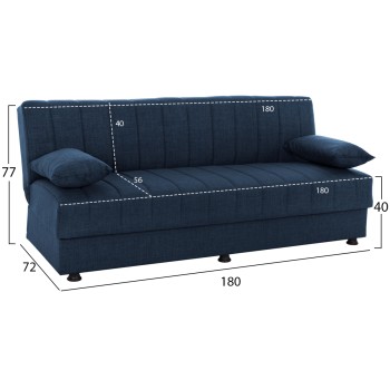 ΚΑΝΑΠΕΣ ΚΡΕΒΑΤΙ ANDRI ΤΡΙΘΕΣΙΟΣ ΜΠΛΕ HM3239.07 180x83x74Y εκ.