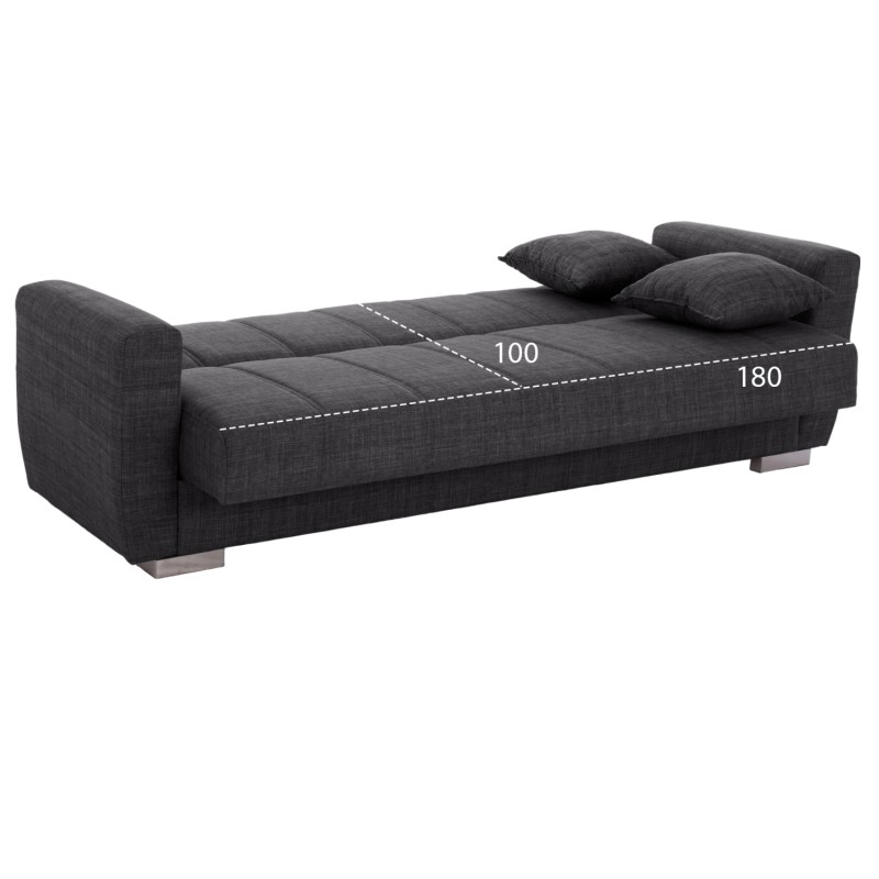 ΚΑΝΑΠΕΣ ΚΡΕΒΑΤΙ POLYA ΤΡΙΘΕΣΙΟΣ HM3240.03 ΓΚΡΙ 215x85x76Υ εκ.