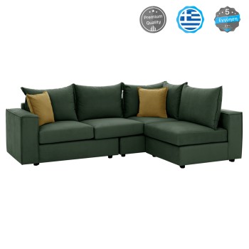 ΚΑΝΑΠΕΣ ΓΩΝΙΑ ΠΟΛΥΜΟΡΦΙΚΟΣ MONZA ΥΦΑΣΜΑ ΑΛΕΚΙΑΣΤΟ ΠΡΑΣΙΝΟ 265x185x98Yεκ. HM3256.17