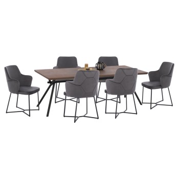 ΣΕΤ ΤΡΑΠΕΖΑΡΙΑΣ 7ΤΜΧ ΤΡΑΠΕΖΙ MDF ME ΚΑΠΛΑΜΑ ΚΑΡΥΔΙΑΣ & ΚΑΡΕΚΛΕΣ TRIANA ΓΚΡΙ HM10638