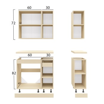 ΣΥΝΘΕΣΗ ΚΟΥΖΙΝΑΣ ΑΠΟ ΜΕΛΑΜΙΝΗ SONAMA ΠΑΓΚΟΣ ΒΑΚΕΛΙΤΗ 120x47x84,8Υεκ.HM2465.11