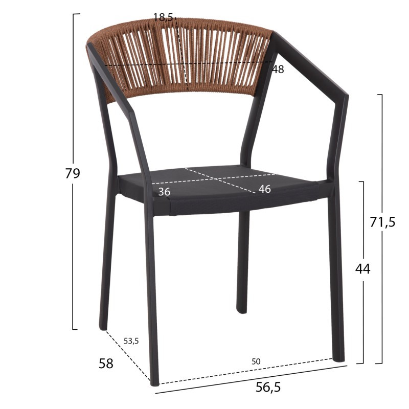 ΠΟΛΥΘΡΟΝΑ ΑΛΟΥΜΙΝΙΟΥ HM5891.01 ΑΝΘΡΑΚΙ ΣΚΕΛΕΤΟΣ&TEXTLINE-ΜΠΕΖ RATTAN 56,5x58x79Υ εκ.