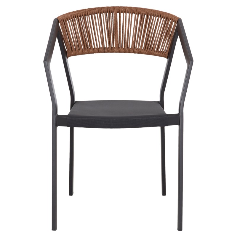 ΠΟΛΥΘΡΟΝΑ ΑΛΟΥΜΙΝΙΟΥ HM5891.01 ΑΝΘΡΑΚΙ ΣΚΕΛΕΤΟΣ&TEXTLINE-ΜΠΕΖ RATTAN 56,5x58x79Υ εκ.