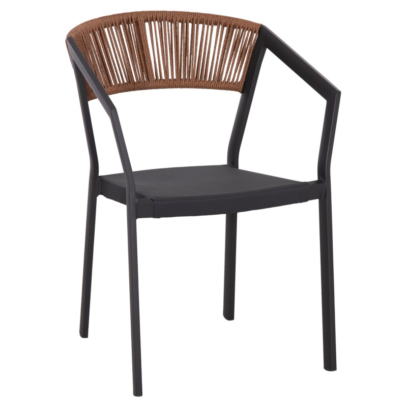 ΠΟΛΥΘΡΟΝΑ ΑΛΟΥΜΙΝΙΟΥ HM5891.01 ΑΝΘΡΑΚΙ ΣΚΕΛΕΤΟΣ&TEXTLINE-ΜΠΕΖ RATTAN 56,5x58x79Υ εκ.