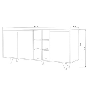 ΜΠΟΥΦΕΣ ΜΕΛΑΜΙΝΗΣ BRIAR ΚΑΡΥΔΙ ΜΕ ΛΕΥΚΕΣ ΠΟΡΤΕΣ 140x40x86Yεκ.HM9432.02