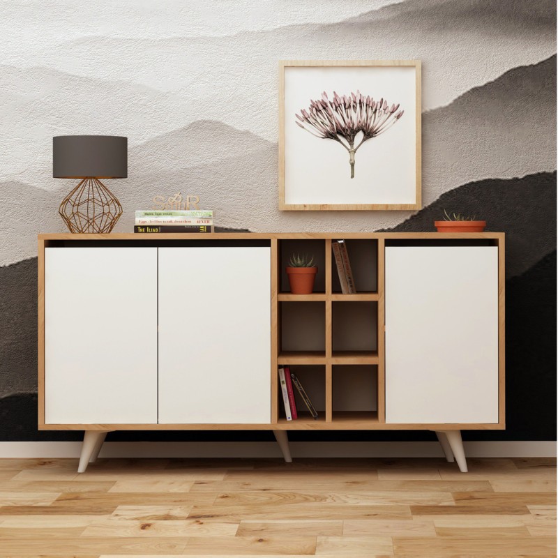 ΜΠΟΥΦΕΣ ΜΕΛΑΜΙΝΗΣ BRIAR ΚΑΡΥΔΙ ΜΕ ΛΕΥΚΕΣ ΠΟΡΤΕΣ 140x40x86Yεκ.HM9432.02