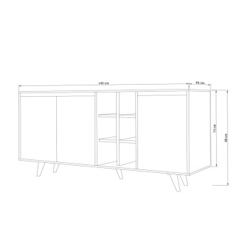 ΜΠΟΥΦΕΣ ΜΕΛΑΜΙΝΗΣ ΛΕΥΚΟΣ ΜΕ ΚΑΡΥΔΙ ΠΟΡΤΕΣ 140x40x86Yεκ.HM9432.01