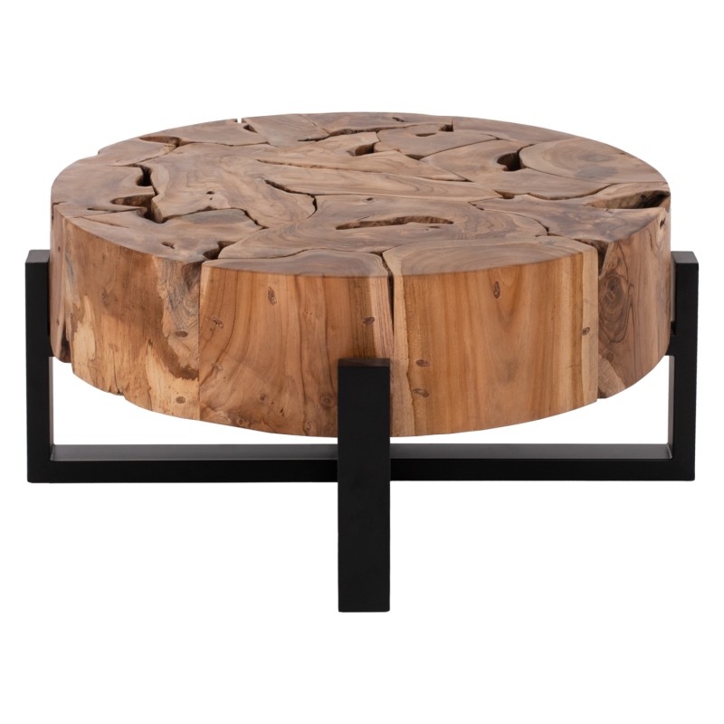 ΤΡΑΠΕΖΙ ΣΑΛΟΝΙΟΥ MOBLEY HM9352 ΑΠΟ ΜΑΣΙΦ ΞΥΛΟ ΤEAK ΦΥΣΙΚΟ Φ80x40YΕκ.