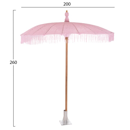 ΟΜΠΡΕΛΑ ΜΠΑΛΙΝΕΖΙΚΗ ΜΑΚΡΑΜΕ ΡΟΖ ΞΥΛO TEAK Φ200X260εκ. HM6035.04 ΟΜΠΡΕΛΑ ΜΠΑΛΙΝΕΖΙΚΗ ΜΑΚΡΑΜΕ ΡΟΖ ΞΥΛO TEAK Φ200X260εκ. HM6035.04