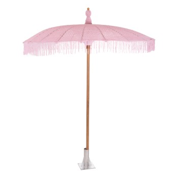 ΟΜΠΡΕΛΑ ΜΠΑΛΙΝΕΖΙΚΗ ΜΑΚΡΑΜΕ ΡΟΖ ΞΥΛO TEAK Φ200X260εκ. HM6035.04