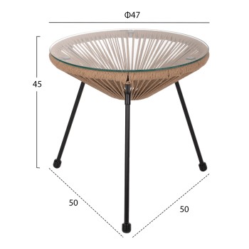 ΤΡΑΠΕΖΙ ΒΟΗΘΗΤΙΚΟ ALLEGRA ΜΑΥΡΟ ΜΕΤΑΛΛΟ  ME TWISTED WICKER ΦΥΣΙΚΟ HM5873.01 Φ47Χ45Υεκ.
